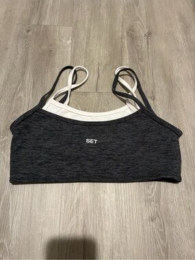 Set Active Formcloud Training Bra - Dark Gray and White Size M